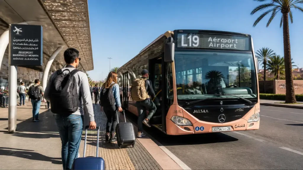 Marrakech airport bus L19 connecting the airport to the city center