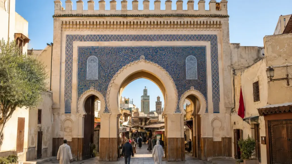Bab Bou Jeloud entrance to the historic Fez Morocco medina