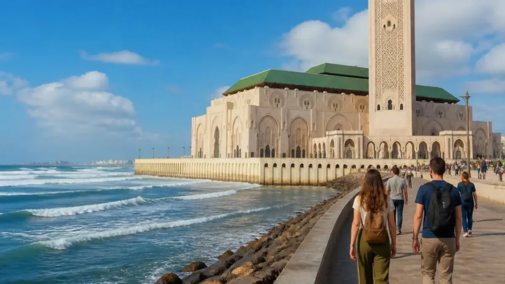 Hassan II Mosque at the start of a 7 days tour from Casablanca.