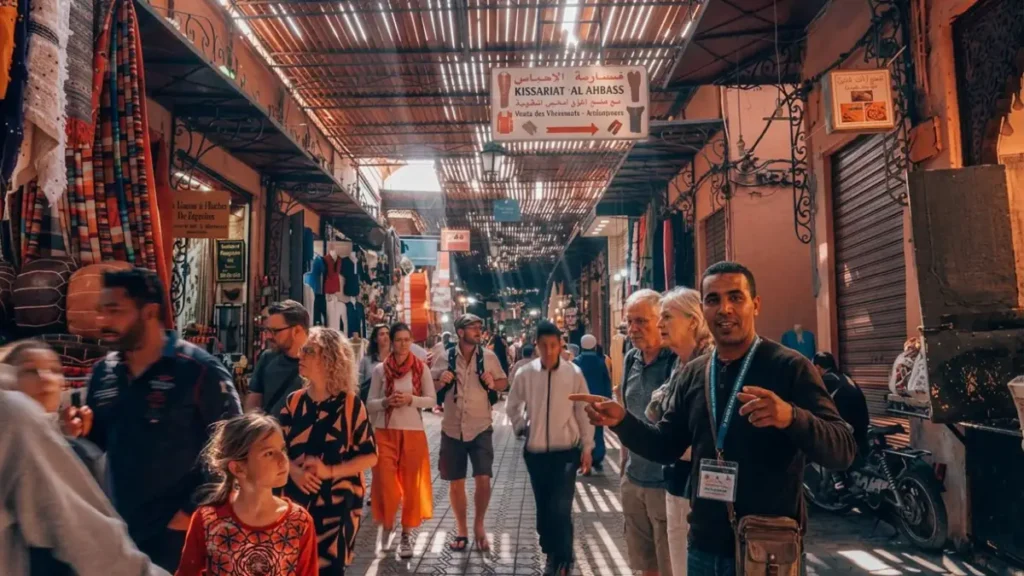 Exploring the labyrinth on a Marrakech medina tour.