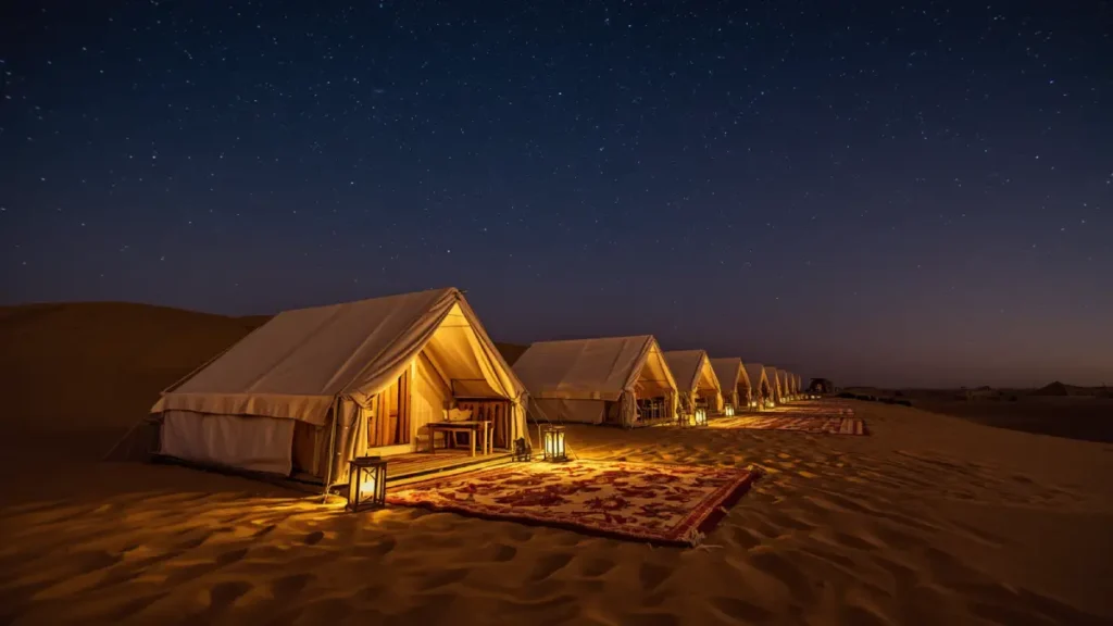 Luxury desert camp during a 7 day Morocco tour from Casablanca