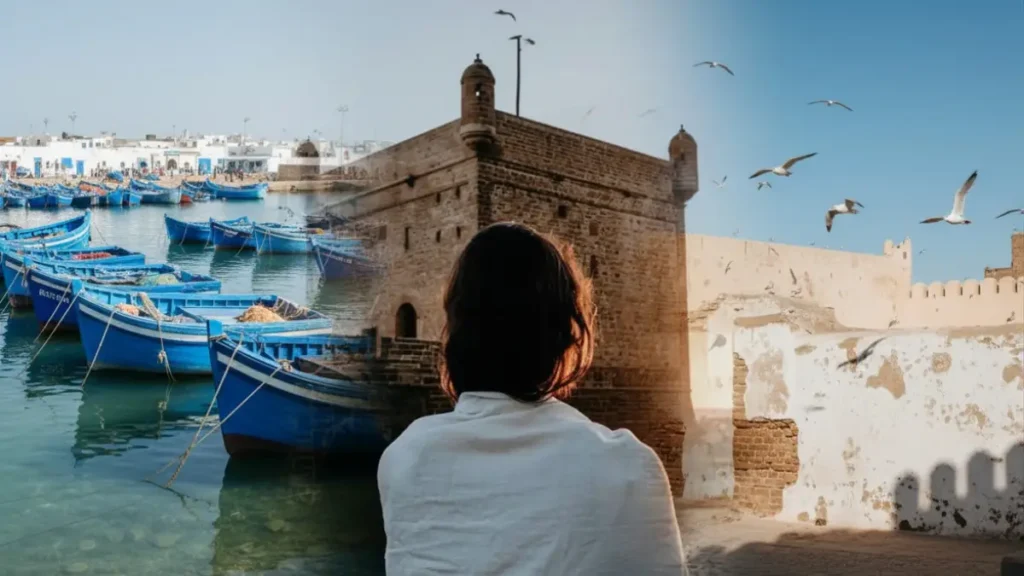 Travelers enjoying the coastal city of Essaouira on a private Morocco tour