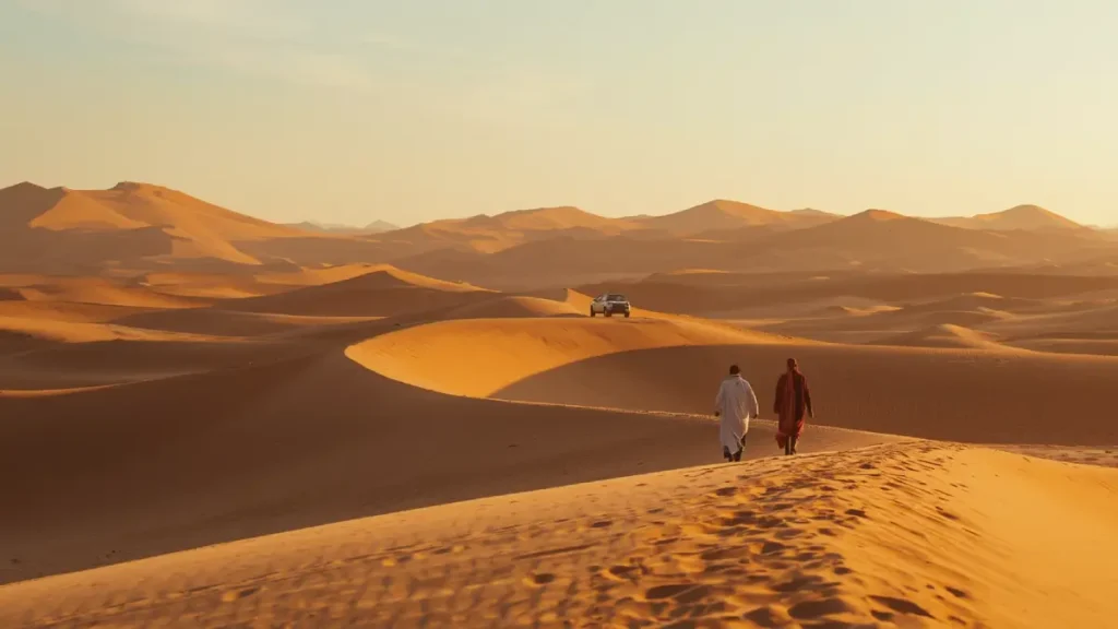 Morocco private tour in the wild Erg Chigaga desert with a local guide and 4x4 at sunset