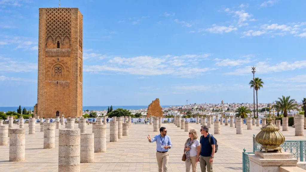 Hassan Tower in Rabat during a 6 days tour from Casablanca to Marrakech