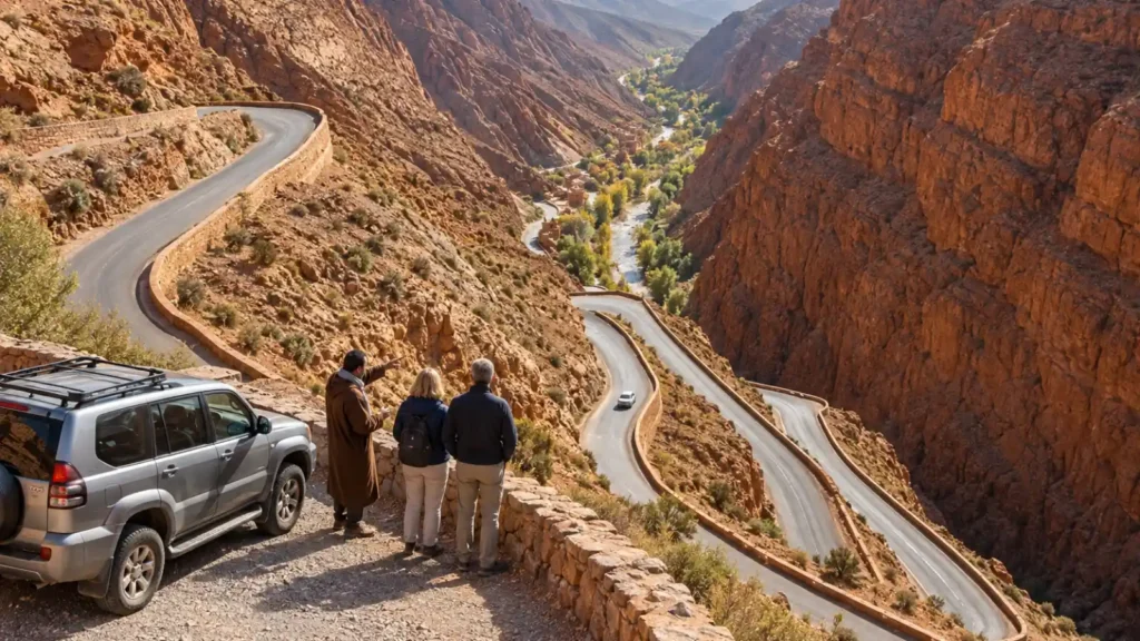Dades Gorge road on a private 6 days tour from Casablanca to Marrakech