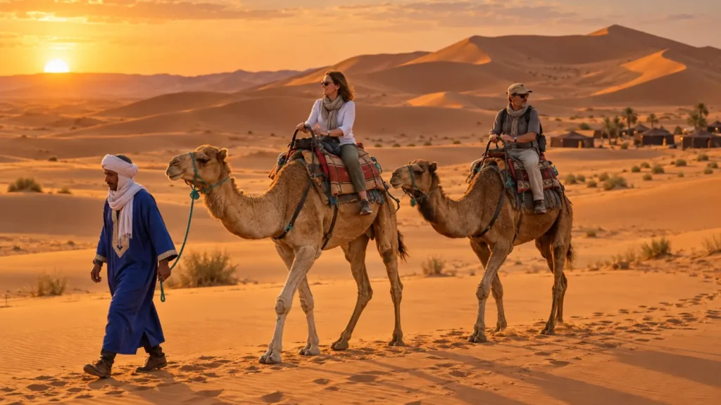 Merzouga camel trek during a 6 days tour from Casablanca to Marrakech