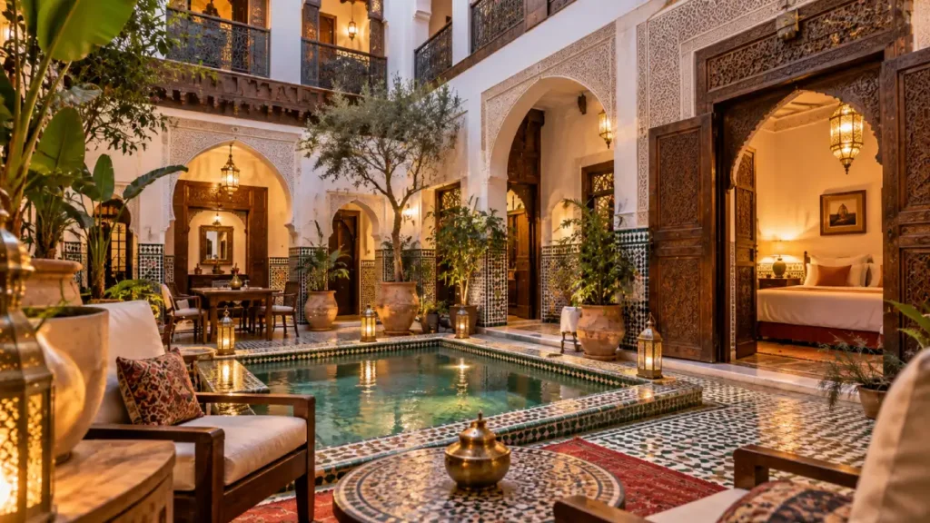 Traditional riad accommodation in Fes Medina